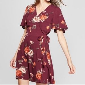 Xhilaration Maroon Wrap Style Dress Size XS